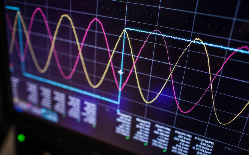 Oscilloscopes Screen Displaying Waves