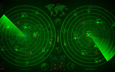 Detailed military radar with two green display